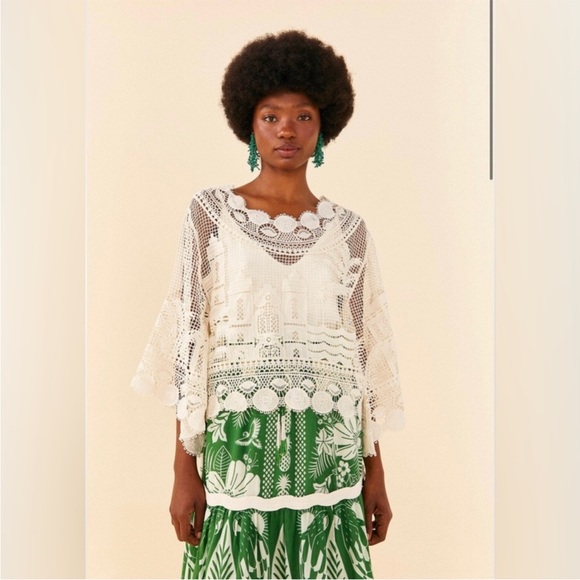 FARM Rio White Cropped Ruffled Blouse - Picture 7 of 16